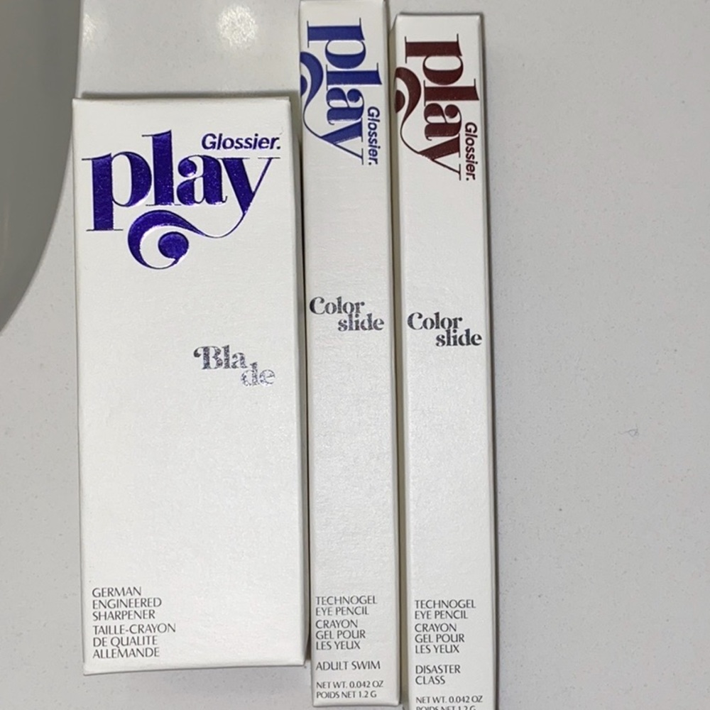 Glossier- 2 eye pencils, sharpener.